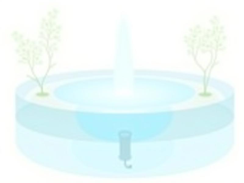 Infographic illustrating a closed-loop water recirculation system for a garden pond with filtration