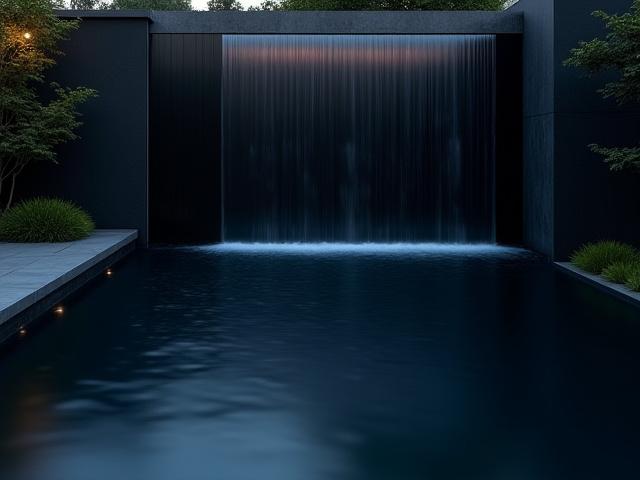 Sleek modern water wall with gentle rills in a contemporary setting