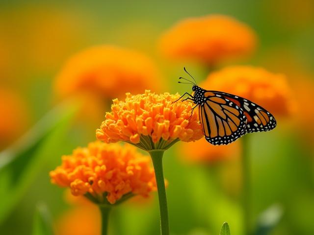 Vibrant orange Butterfly Milkweed (Asclepias tuberosa) flowers